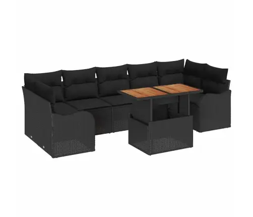 Sodo Sofų Rinkinys Su Saugykla 8 Pcs Juoda Poli Ratanas