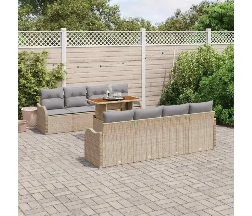 9 Gab. Dārza Dīvānu Komplekts Ar Spilveniem Bēšs Polietilēna Rotangpalma Vidaxl