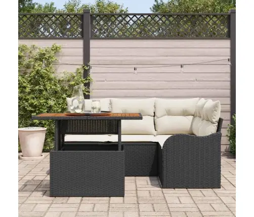 5 Daļu Dārza Dīvānu Komplekts Ar Spilveniem, Melns Poliraksts Vidaxl