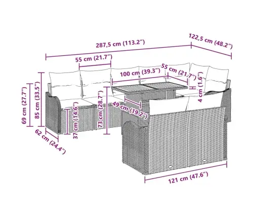 Aia Diivanikomplekt Ladustamisega 9 Pcs Must Polürooster