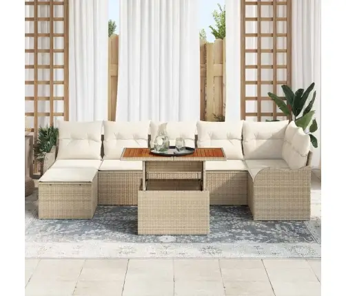 Aia Diivanikomplekt Ladustamisega 8 Pcs Beež Polürooster