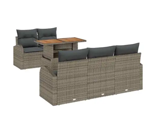 Sodo Sofų Rinkinys Su Saugykla 6 Pcs Pilka Poli Ratanas