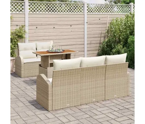 Sodo Sofų Rinkinys Su Saugykla 6 Pcs Smėlio Poli Ratanas