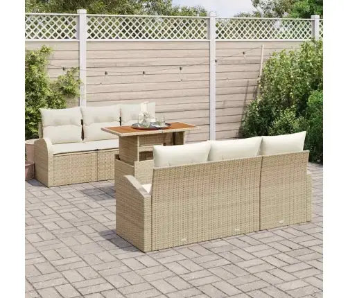 Sodo Sofų Rinkinys Su Saugykla 7 Pcs Smėlio Poli Ratanas