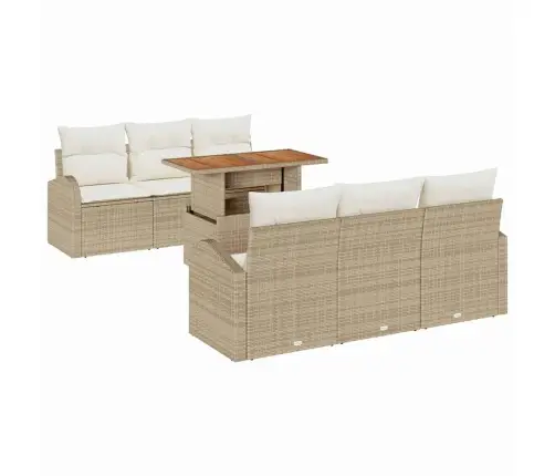 Sodo Sofų Rinkinys Su Saugykla 7 Pcs Smėlio Poli Ratanas