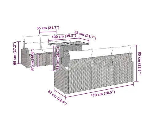 Sodo Sofų Rinkinys Su Saugykla 7 Pcs Smėlio Poli Ratanas