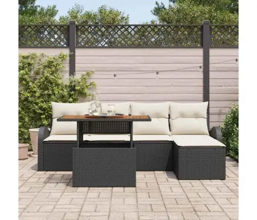 6 Daļu Dārza Dīvānu Komplekts Ar Spilveniem Melnā Poli Rotangpalmas Vidaxl