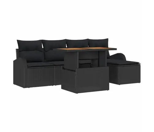 Aia Diivanikomplekt Ladustamisega 6 Pcs Must Polürooster Aia Diivanikomplekt Ladustamisega 6 Pcs Must Polürooster