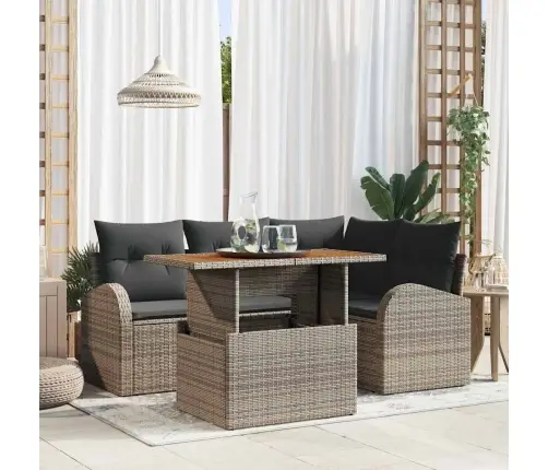 Dārza Dīvānu Komplekts 5 Pcs Pelēka Poliūtu Rotangpalma Vidaxl