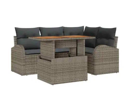 Dārza Dīvānu Komplekts 5 Pcs Pelēka Poliūtu Rotangpalma Vidaxl