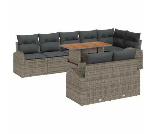 Dārza Dīvānu Komplekts 9 Pcs Pelēka Poliūtu Rotangpalma Vidaxl