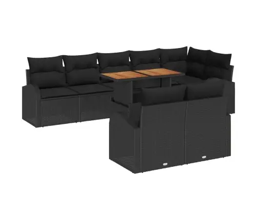 Sodo Sofų Rinkinys Su Saugykla 9 Pcs Juoda Poli Ratanas