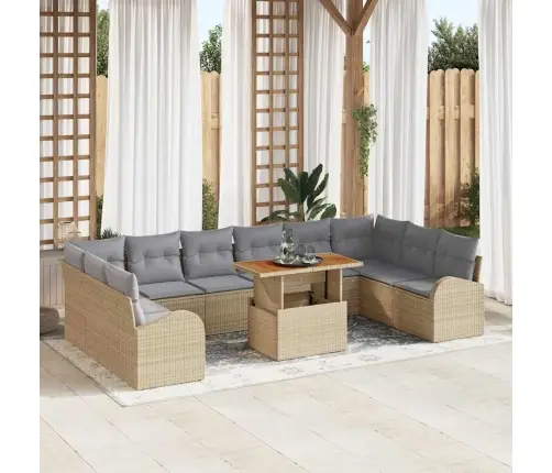 Aia Diivanikomplekt Ladustamisega 11 Pcs Beež Polürooster