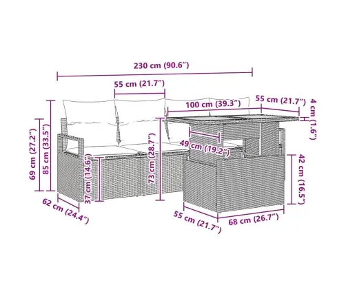 Aia Diivanikomplekt Ladustamisega 5 Pcs Must Polürooster