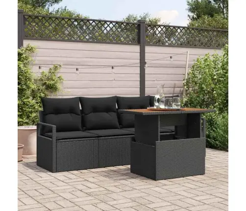 5 Gabalu Dārza Dīvānu Komplekts Ar Spilveniem Melna Poli Rotangpalma Vidaxl