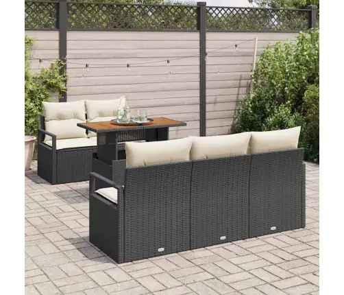 Sodo Sofų Rinkinys Su Saugykla 6 Pcs Juoda Poli Ratanas