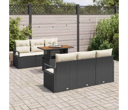 Sodo Sofų Rinkinys Su Saugykla 7 Pcs Juoda Poli Ratanas