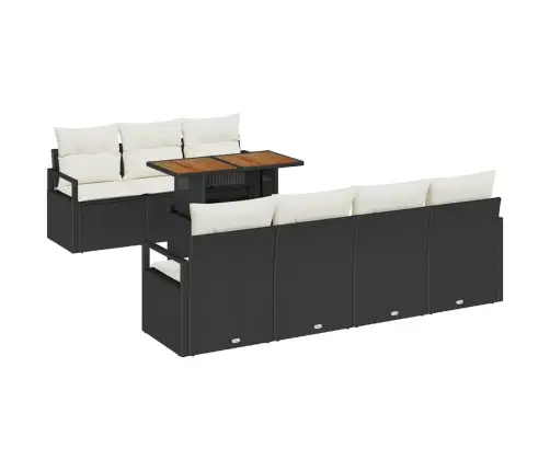 Sodo Sofų Rinkinys Su Saugykla 8 Pcs Juoda Poli Ratanas