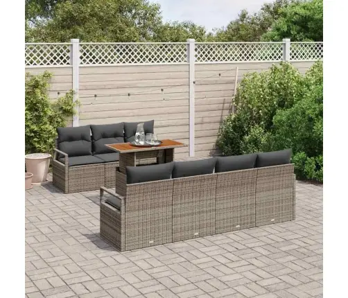 8 Daļu Dārza Dīvānu Komplekts Ar Spilveniem Pelēkā Polietilēna Rotangpalmas Vidaxl