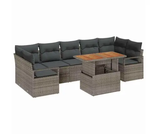 Sodo Sofų Rinkinys Su Saugykla 8 Pcs Pilka Poli Ratanas