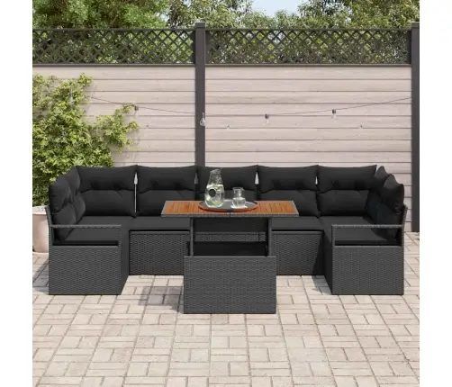 8 Daļu Dārza Dīvānu Komplekts Ar Spilveniem Melnā Poli Rotangpalmas Vidaxl