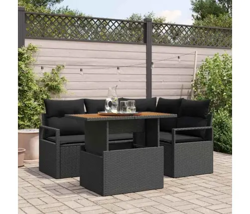 Dārza Dīvānu Komplekts 5 Pcs Melna Poliūtu Rotangpalma Vidaxl