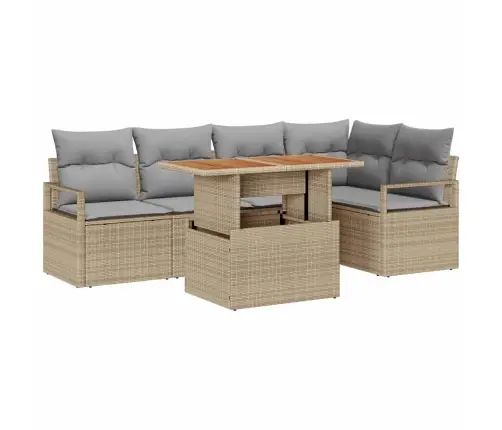 6 Daļīgs Dārza Dīvānu Komplekts Ar Spilveniem Bēšā Rotangpalma Vidaxl