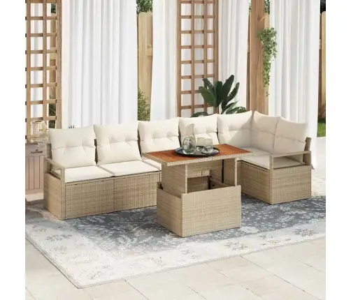 Aia Diivanikomplekt Ladustamisega 7 Pcs Beež Polürooster