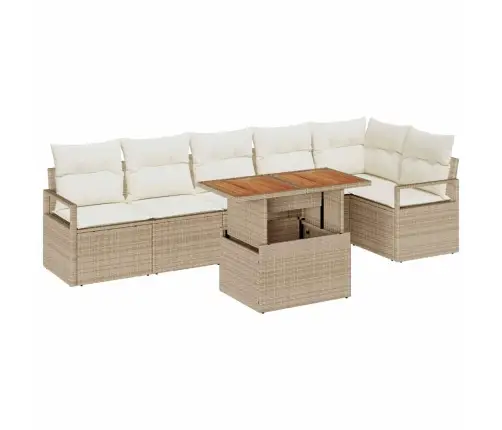 Aia Diivanikomplekt Ladustamisega 7 Pcs Beež Polürooster