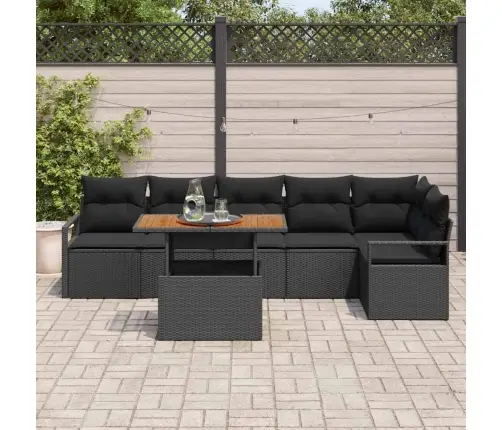 7 Gabalu Dārza Dīvānu Komplekts Ar Spilveniem Melnā Poli Rotangpalma Vidaxl