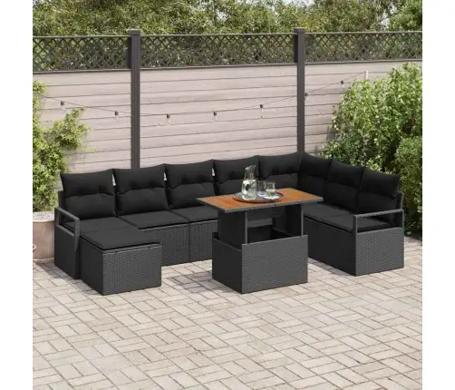 Dārza Dīvānu Komplekts 9 Pcs Melna Poliūtu Rotangpalma Vidaxl