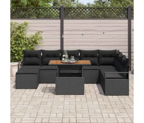 Dārza Dīvānu Komplekts 9 Pcs Melna Poliūtu Rotangpalma Vidaxl