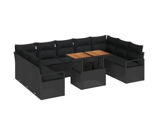 Sodo Sofų Rinkinys Su Saugykla 10 Pcs Juoda Poli Ratanas Sodo Sofų Rinkinys Su Saugykla 10 Pcs Juoda Poli Ratanas