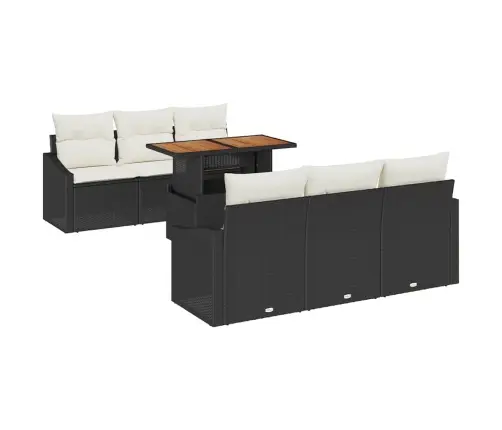 7 Daļu Dārza Dīvānu Komplekts Ar Spilveniem, Melns Poli Rotangpalma Vidaxl