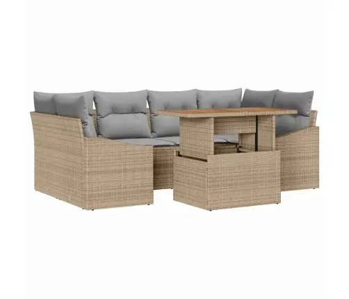 Aia Diivanikomplekt Ladustamisega 7 Pcs Beež Polürooster