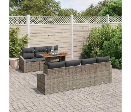 8 Gabalu Dārza Dīvānu Komplekts Ar Spilveniem Pelēkajā Poli Rattanā Vidaxl