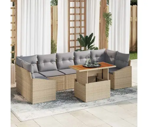 Dārza Dīvānu Komplekts Ar Spilvenu 8 Pcs Bežs, Gaismas Pelēks Vidaxl