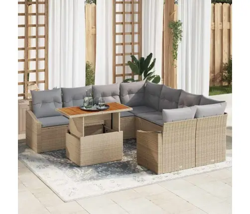 Aia Diivanikomplekt Ladustamisega 9 Pcs Beež Polürooster