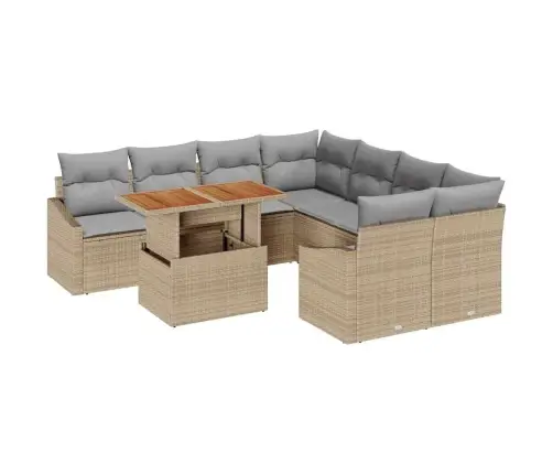 Aia Diivanikomplekt Ladustamisega 9 Pcs Beež Polürooster