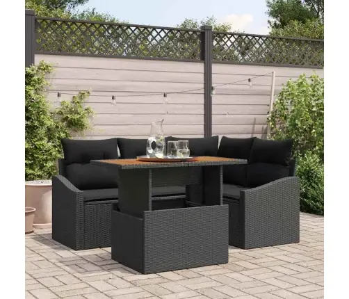 Dārza Dīvānu Komplekts 5 Pcs Melna Poliūtu Rotangpalma Vidaxl