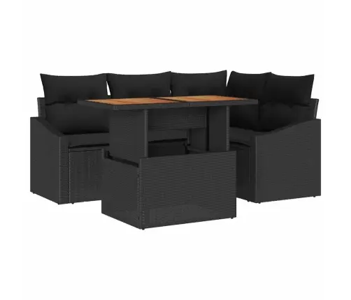 Dārza Dīvānu Komplekts 5 Pcs Melna Poliūtu Rotangpalma Vidaxl