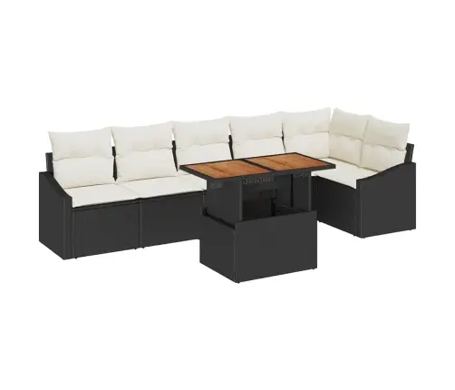 Sodo Sofų Rinkinys Su Saugykla 7 Pcs Juoda Poli Ratanas