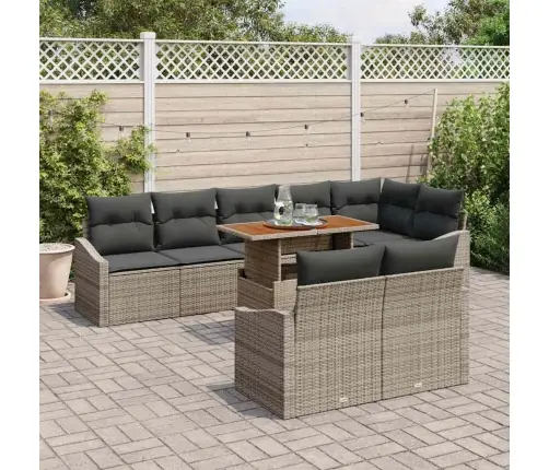 Dārza Dīvānu Komplekts 9 Pcs Pelēka Poliūtu Rotangpalma Vidaxl