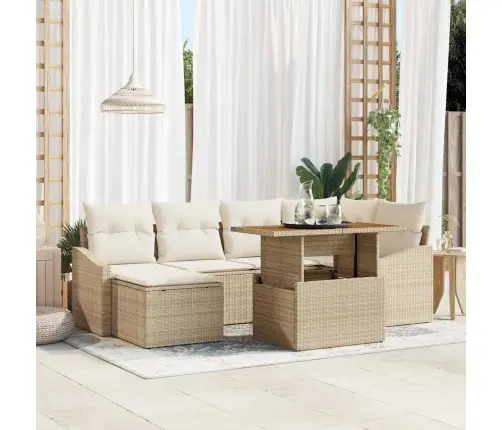 Aia Diivanikomplekt Ladustamisega 7 Pcs Beež Polürooster