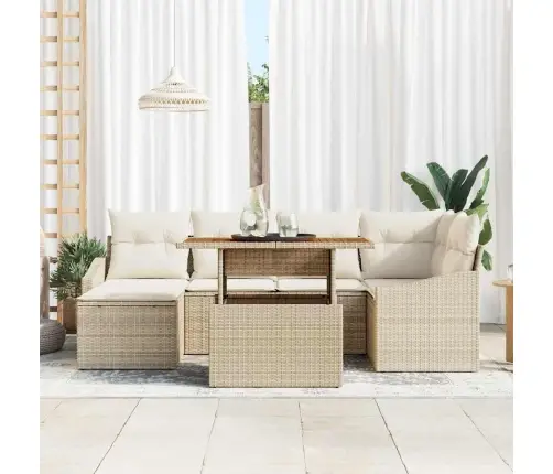 Aia Diivanikomplekt Ladustamisega 7 Pcs Beež Polürooster