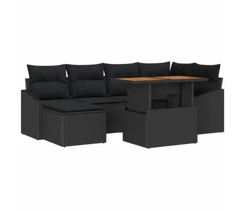 Sodo Sofų Rinkinys Su Saugykla 7 Pcs Juoda Poli Ratanas