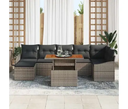 Dārza Dīvānu Komplekts 8 Pcs Pelēka Poliūtu Rotangpalma Vidaxl