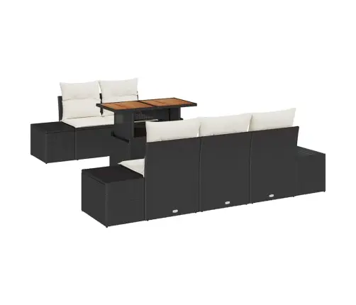 6 Daļīgais Dārza Dīvānu Komplekts Ar Spilventiņiem Melnā Poli Rotangpalma Vidaxl