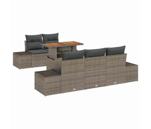 6 Daļu Dārza Dīvāna Komplekts Ar Spilveniem Pelēkā Poli Rotangpalmas Vidaxl