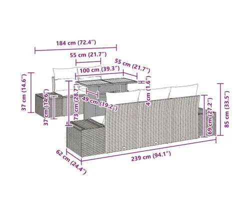 Aia Diivanikomplekt Ladustamisega 6 Pcs Beež Polürooster